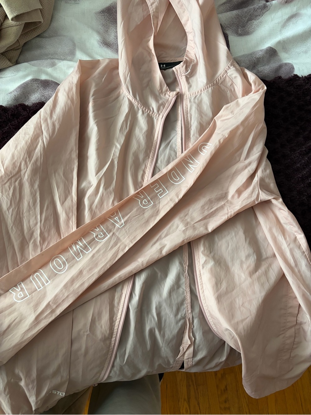 Under Armour Women's Hooded Windbreaker — Pale Pink - Picture 3 of 4